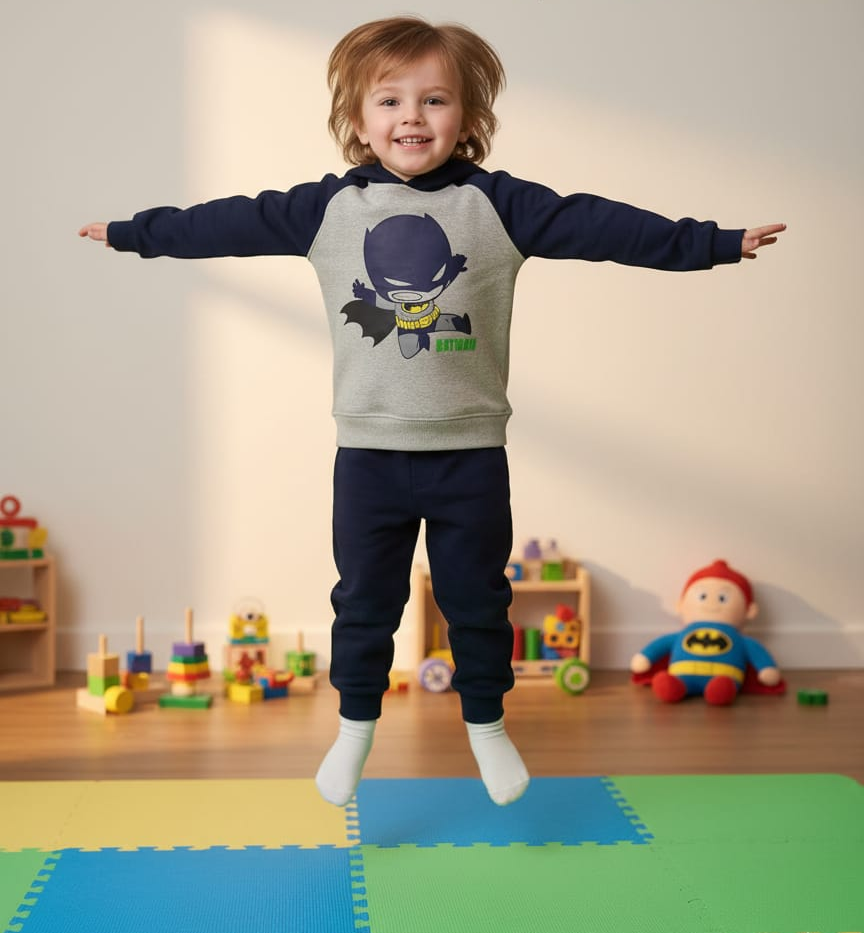 Little Hero’s Comfort: Batman Fleece Tracksuit
