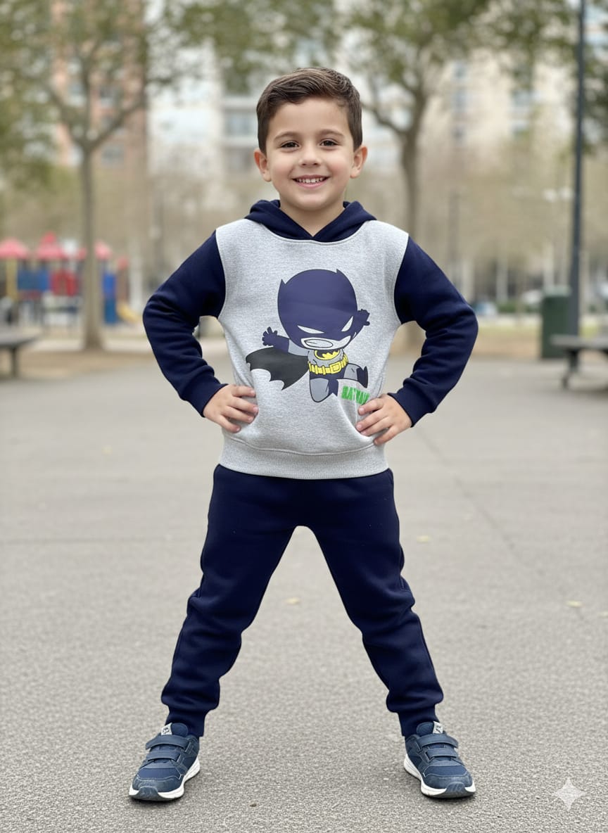 Little Hero’s Comfort: Batman Fleece Tracksuit